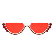 Charger l&#39;image dans la galerie, Half Frame Round Cat Eye Rhinestone Fashion Sunglasses - TripingLH
