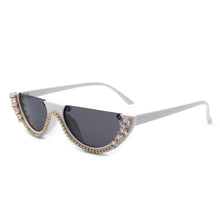 Load image into Gallery viewer, Half Frame Round Cat Eye Rhinestone Fashion Sunglasses - TripingLH
