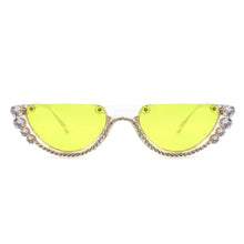 Charger l&#39;image dans la galerie, Half Frame Round Cat Eye Rhinestone Fashion Sunglasses - TripingLH
